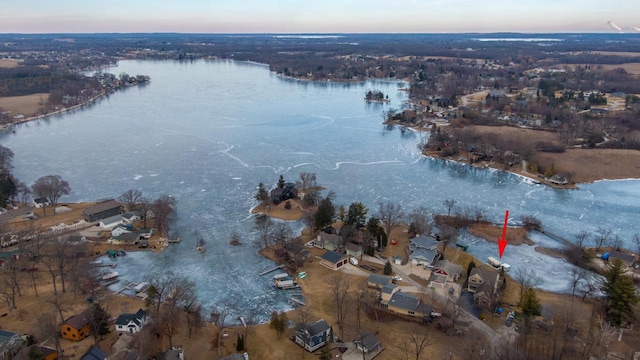 6507 Willow Ct, Waterford, WI 53185 - aerial view at dusk with a water view