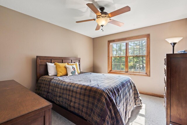 6507 Willow Ct, Waterford, WI 53185 - bedroom with light carpet and ceiling fan