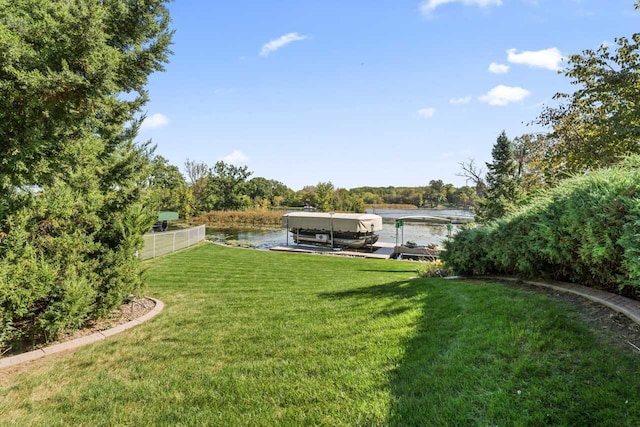 6507 Willow Ct, Waterford, WI 53185 - view of yard featuring a water view and a boat dock