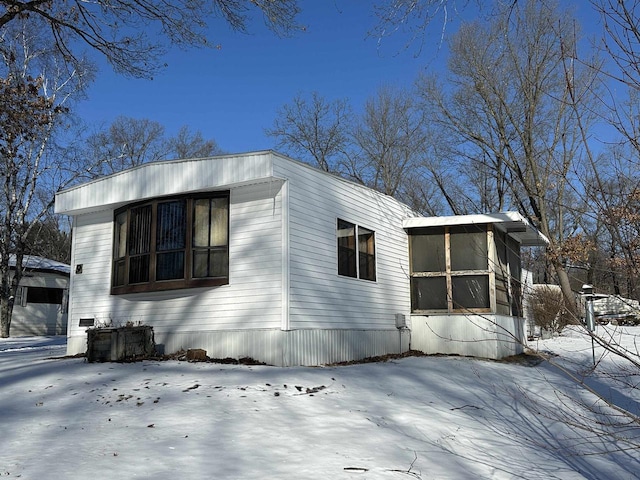 view of snowy exterior