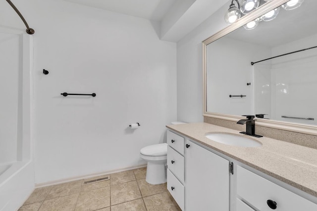 bathroom featuring tile patterned flooring, vanity, and toilet