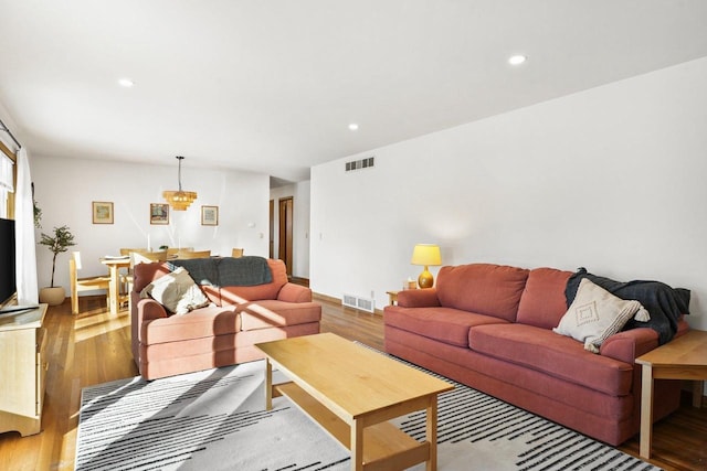 living room featuring light hardwood / wood-style floors