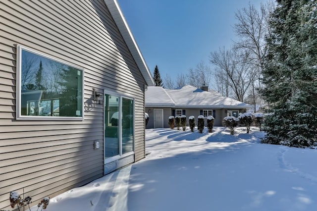 view of snowy exterior