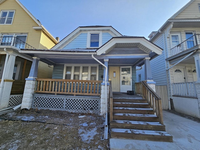 view of front of home featuring covered porch