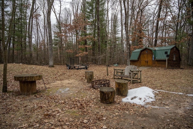 view of yard with a shed