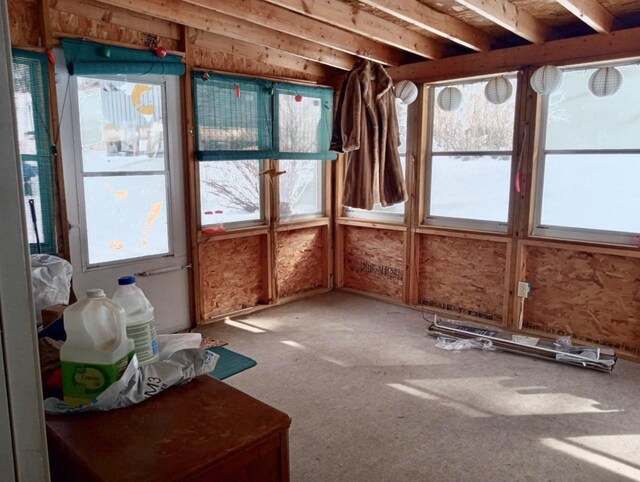 view of unfurnished sunroom