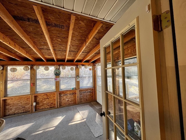 view of unfurnished sunroom