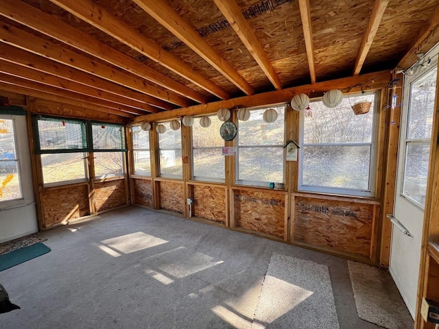 view of unfurnished sunroom