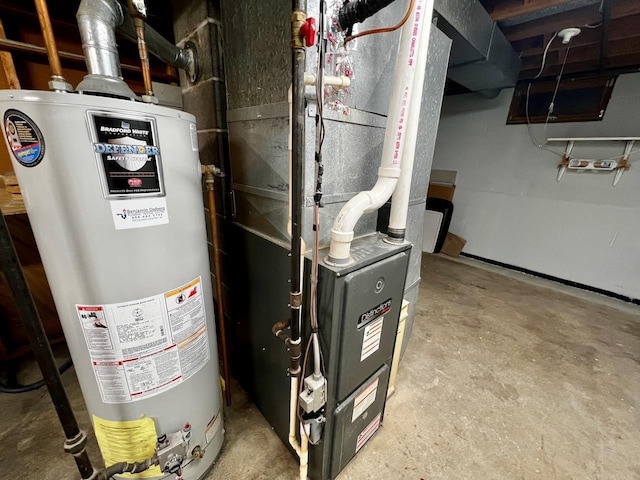 utilities featuring water heater and heating unit