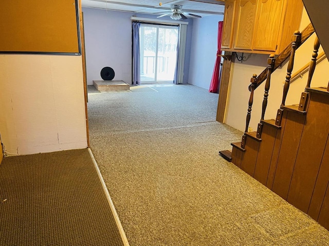 W7679 Oak St, Shiocton, WI 54170 - interior space featuring ceiling fan and carpet flooring
