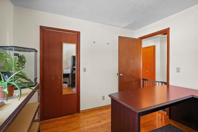 office area featuring light hardwood / wood-style floors