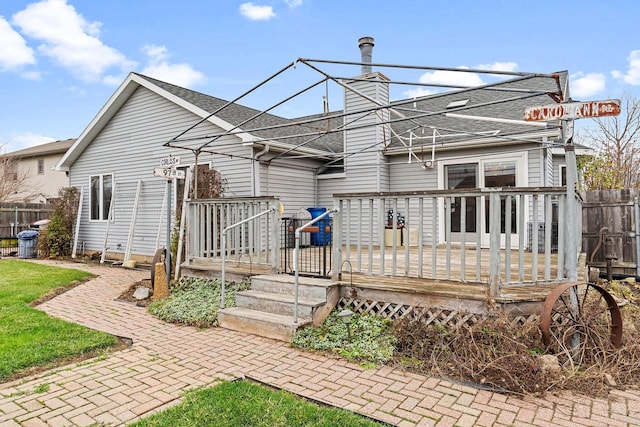 view of front of house with a deck