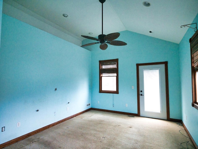 24713 68th St, Salem, WI 53168 - carpeted spare room featuring lofted ceiling, plenty of natural light, and ceiling fan
