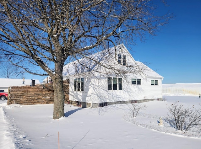 view of snow covered exterior