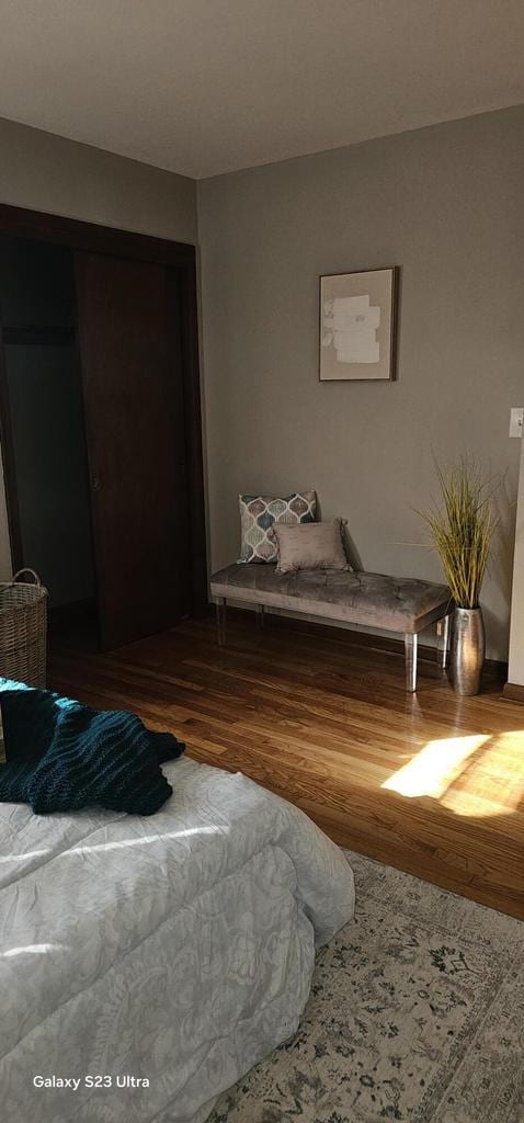 bedroom with hardwood / wood-style flooring