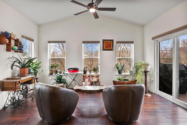 1452 Serenity Ct, Sun Prairie, WI 53590 - living area with wood-type flooring, a ceiling fan, and a healthy amount of sunlight