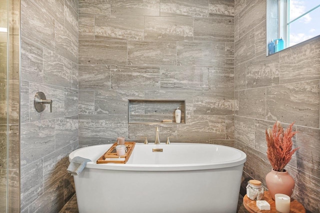 1452 Serenity Ct, Sun Prairie, WI 53590 - full bath featuring a freestanding bath and tile walls