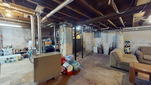 basement with water heater