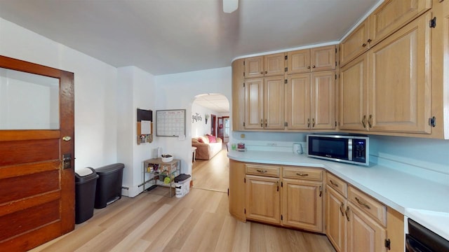 kitchen with light wood-type flooring