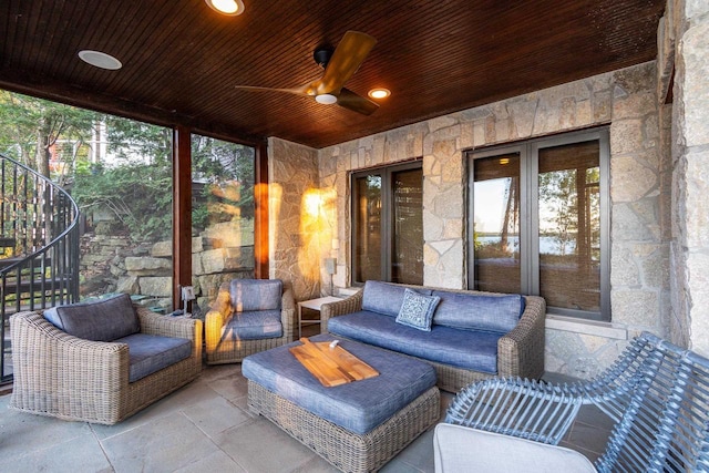 view of patio / terrace with an outdoor hangout area and ceiling fan