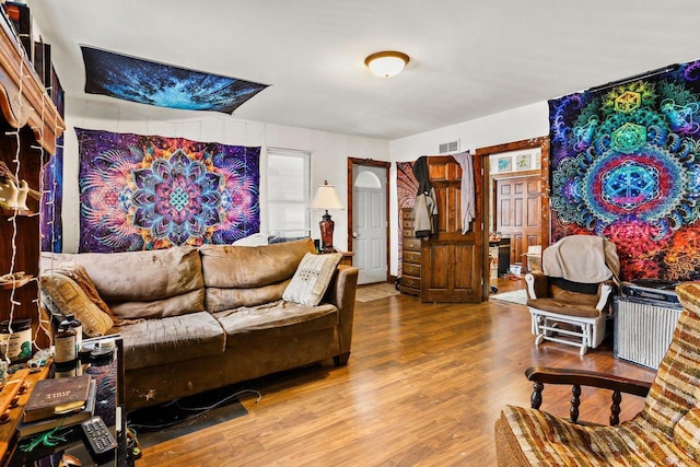 living room with hardwood / wood-style floors