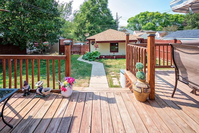 deck with a yard