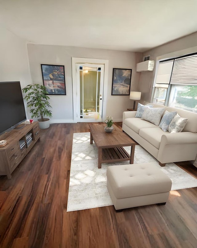 living room with hardwood / wood-style floors