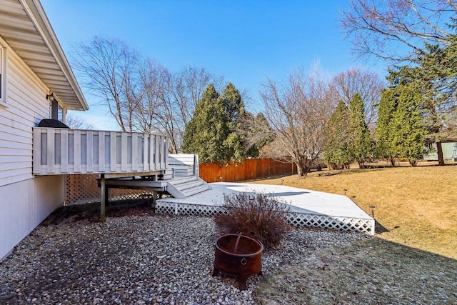 view of yard with a wooden deck