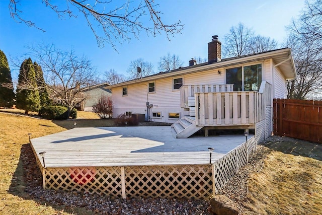 rear view of property featuring a deck