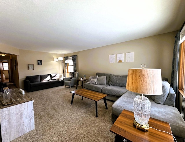 living room with carpet floors