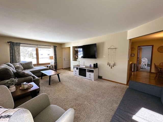 living room featuring carpet flooring