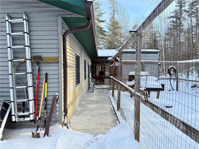 view of snow covered exterior