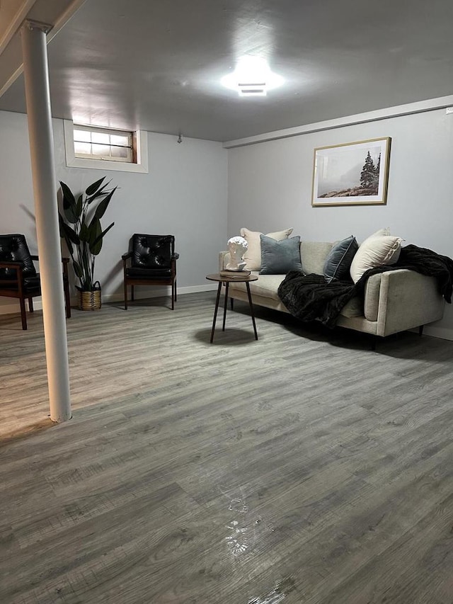 living room with hardwood / wood-style flooring