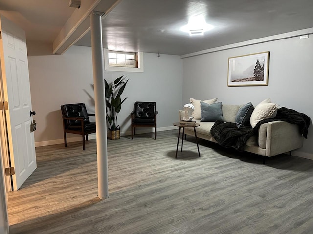 interior space with hardwood / wood-style flooring