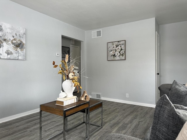 office area featuring dark wood-type flooring