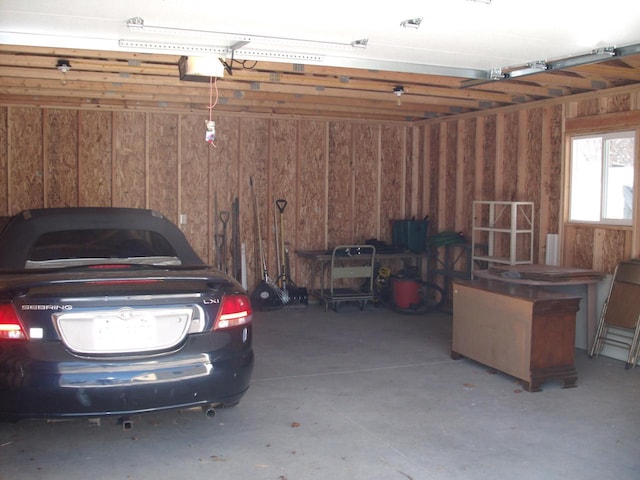 garage with a garage door opener