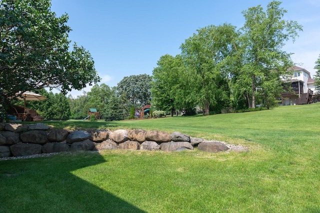 view of yard featuring a playground