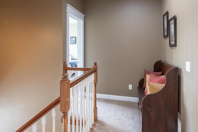 hallway with light carpet