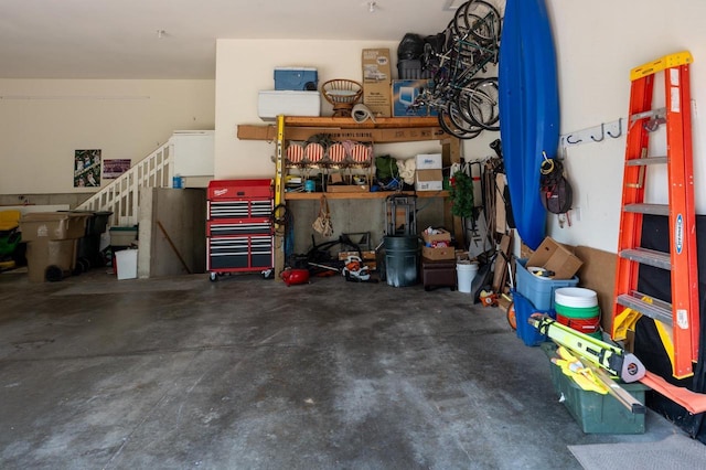 garage featuring a workshop area