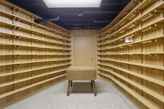 wine cellar with concrete flooring