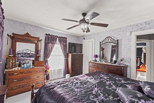 bedroom featuring ceiling fan