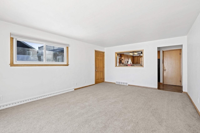 90 Lake St, Oshkosh, WI 54901 - carpeted empty room with visible vents, baseboards, and a baseboard heating unit