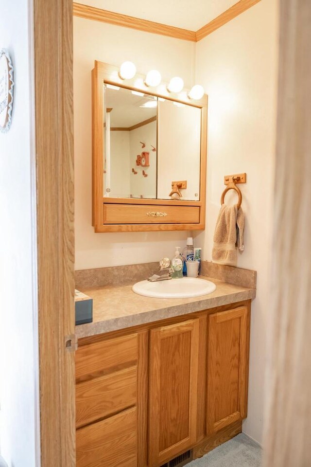 6050 Cth Y, Hazelhurst, WI 53531 - bathroom with vanity and crown molding
