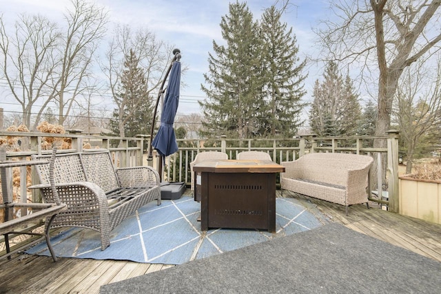 deck with an outdoor hangout area