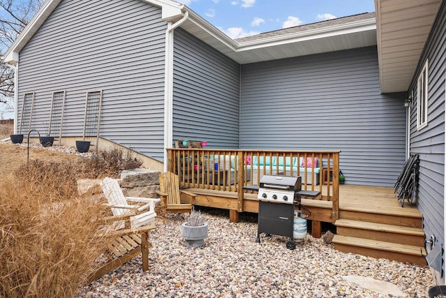 deck featuring grilling area