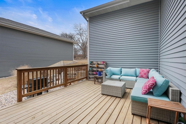 deck featuring an outdoor living space