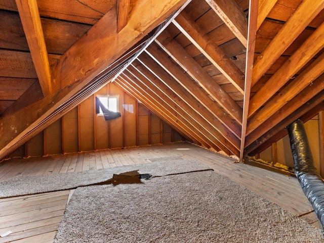 view of unfinished attic