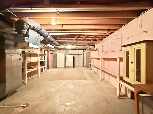 414 S Wisconsin St, Mineral Point, WI 53565 - unfinished basement with freestanding refrigerator