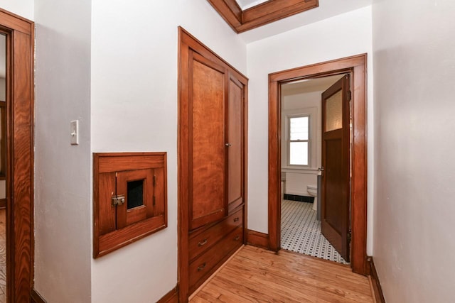 hall featuring light hardwood / wood-style flooring