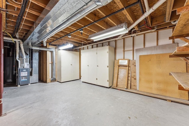 basement with heating unit